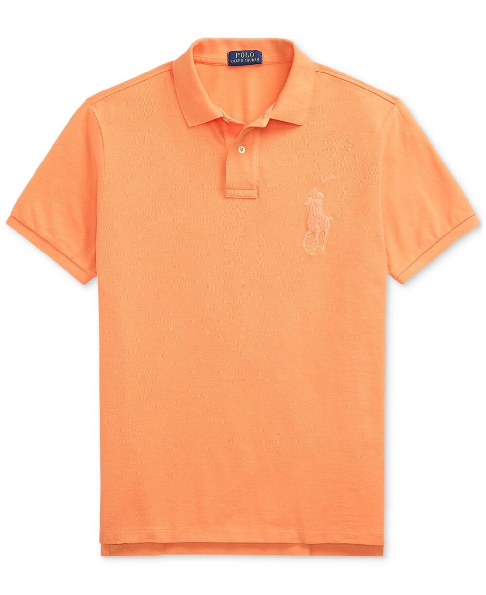 Polo Ralph Lauren Custom Slim Fit Big Pony Mesh Polo Shirt Classic Peach Small